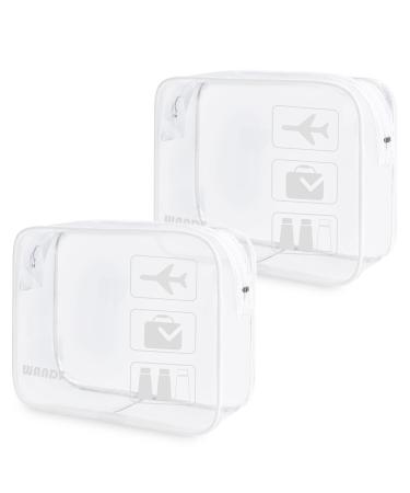 Clear Travel Toiletry Bags with Zippers Portable Waterproof Travel Accessories Quart Size Toiletries Cosmetic Pouch Makeup Bags for Men and Women (2pcs White) White 2 - Buy Online on GoSupps.com