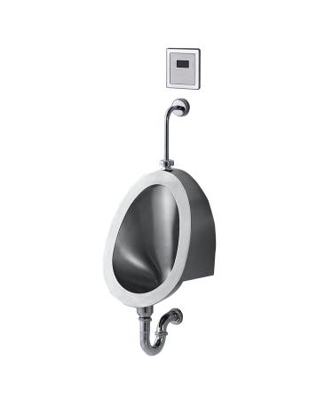 Stainless Steel Wall-Mounted Urinal Wall-Mounted Infrared Sensor Flushing Toilet Urinal Tank 304 Stainless Steel Deepened Urinal Suitable for Bathrooms Hotels Shoppi (Wall Drainage)
