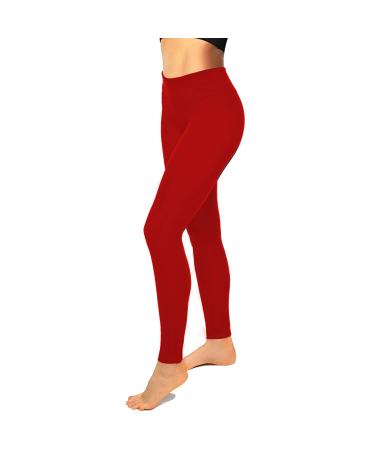 High Waisted Leggings for Women-Womens Black Seamless Workout Leggings Running Tummy Control Yoga Pants(1 Pack Red L-XL)