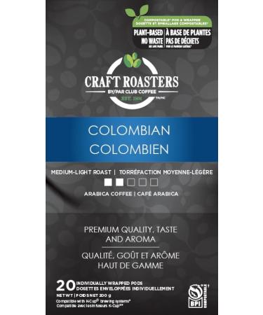 Club Coffee Craft Roasters 100% Colombian - Medium Light Roast Single Serve Coffee K-Cup Pods Compostable Coffee Pods Keurig Brewer Compatible Rainforest Alliance Certified 120 Count (20 Count Pack of 6) 100% Colombian - Medium Light Roast 120 count (Pack - Buy Online on GoSupps.com