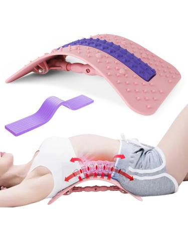 Back extensor back massage device back rescuer backhore for lower and over lumbar spine multi-stage lumbar supports with massage points for office chairs muscle tension fitness pink