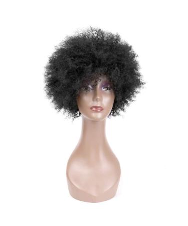 Queentas 8 #1B Short Afro Curly Real Hair Wig for Women - Natural Winding Curls with Free Hairnet | 20.32 cm - Buy Online on GoSupps.com
