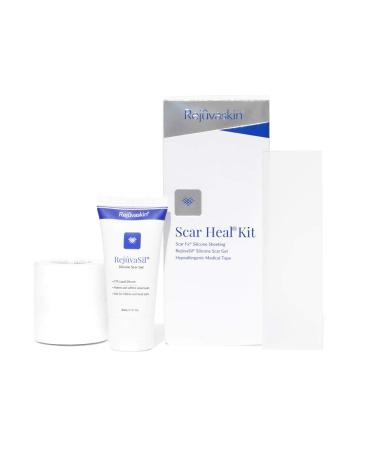 Rejuvaskin Scar Heal Kit - Scar Kit for Small to Medium Scar - Scar Treatment for Soften Flatten Reduce and Recover Scars - Scar Gel 1.5 x 5 Silicone Sheet and Medical Tape - Physician Recommended