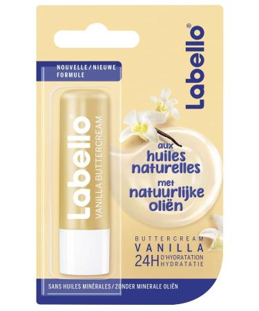 Nivea Labello Vanilla Buttercream 5 ml Lip Balm Enriched with Natural Oils Lip Care Long-Lasting Moisturisation for 24 Hours