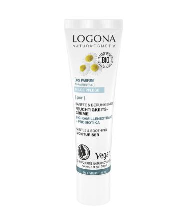 LOGONA Naturkosmetik LOGONA Naturkosmetik PUR Gentle and soothing moisturizing cream with organic chamomile extract and probiotics pH neutral for sensitive skin vegan cream for soothed skin 30 ml