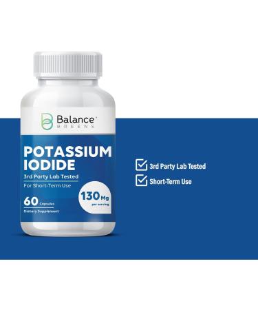 Balance Breens Potassium Iodide 130mg - 60 Capsules | Thyroid Support Supplement for Emergency Survival | Short-Term Use - Third-Party Lab Tested - Buy Online on GoSupps.com