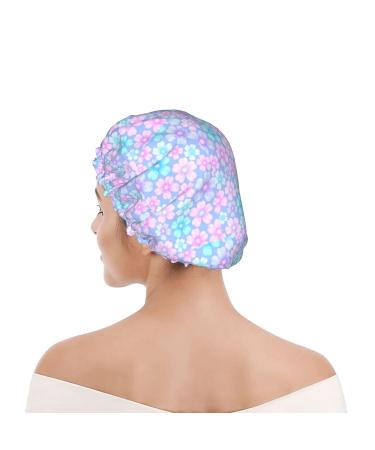 Cherry Blossom Waterproof Shower Cap for Women - Reusable & Adjustable Double Layered Bath Hair Cap - Buy Online on GoSupps.com