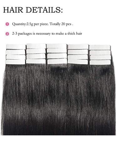 SEGO TAPE Extensions - 100% Remy Hair Adhesive Tape 24'' (61cm) - 20 Pieces + 10 Free Tapes Smooth Black #1 - Premium Quality Hair Extensions - Buy Online on GoSupps.com