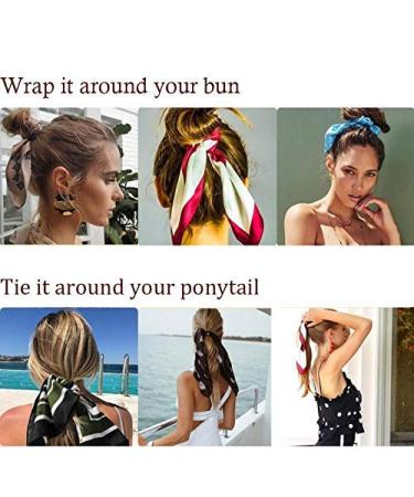 Cutewing Hair Scrunchies Scarf Set - 6PCS Ponytail Ties with Chiffon Scarf Design for Women and Girls - Buy Online on GoSupps.com