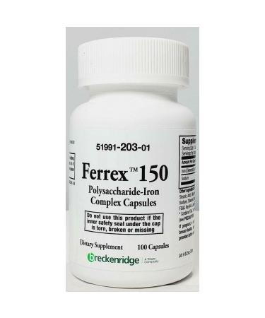 Ferrex 150 Polysaccharide Iron Complex Capsules by Breckenridge - 100 Ea