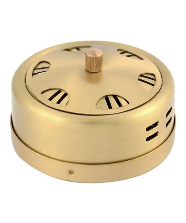 Ruilogod Portable Moxa Stick Case Moxibustion Tank Box Gold Tone