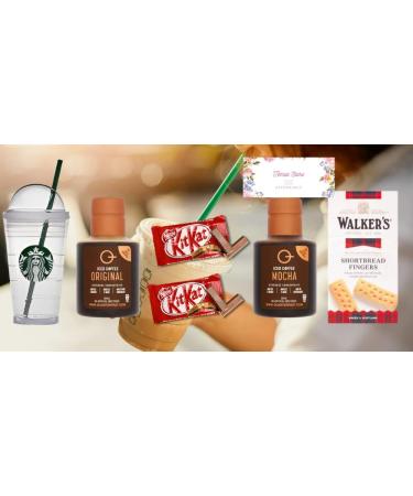 Temas Iced Coffee Snack Gift Bundle Includes Quarterpast Iced Coffee Original & Iced Mocha Short Bread Biscuit Reusable Coffee Cup & Nescafe KitKat - Buy Online on GoSupps.com