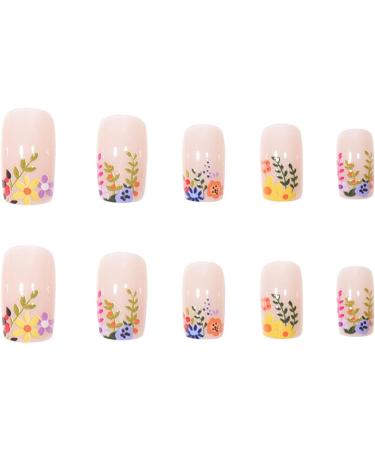 Press On Nails | Square Flower Press On Nails | Full Artificial Gel Nail Strips Long Lasting Short False Nails for Girls and Women Aezon - Buy Online on GoSupps.com