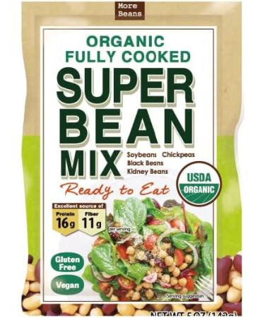 Organic Fully Cooked Super Bean Mix | USDA Organic | Vegan & Keto Friendly | Edamame, Chickpea, Black Beans, Kidney Beans | 6 Pack - 5 oz - Buy Online on GoSupps.com