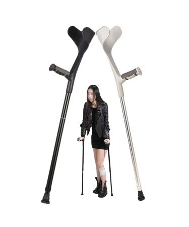 Lightweight Aluminum Alloy Forearm Crutches Height-Adjustable Foldable Crutches Crutches for Adults Soft-Touch Handle Non-Slip Mobility Aid for Elderly Seniors & Handicap (Black 1 pcs) Innovate Black 2 pcs