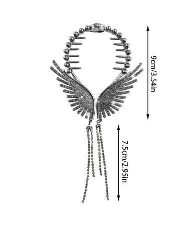 Angel Wings Rhinestone Hair Clips - Black Tassel Claw Clips for High Ponytail Styling - Buy Online on GoSupps.com