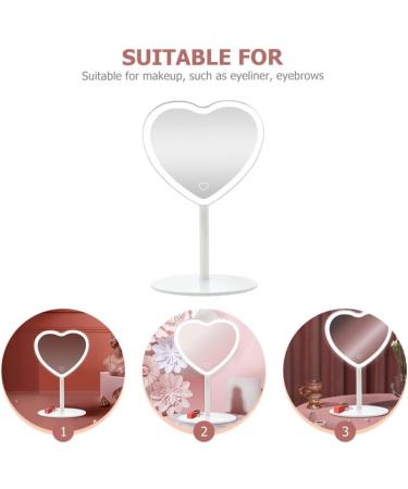 Minkissy LED Love Heart Desktop Makeup Mirror - Touch Sensor Cosmetic Mirror for Home Dormitory - Buy Online on GoSupps.com