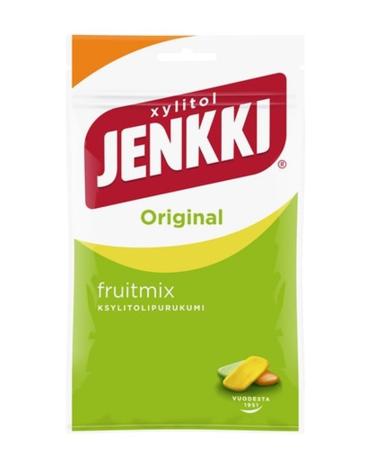 Jenkki Fruitmix Original Finnish Xylitol Chewing Gum 100g Bag