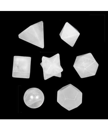 Nupuyai 7 Pieces Rock Crystal Platonic Solids Set - Sacred Geometry Reiki Healing Stones with Gift Box | International Shipping Available - Buy Online on GoSupps.com