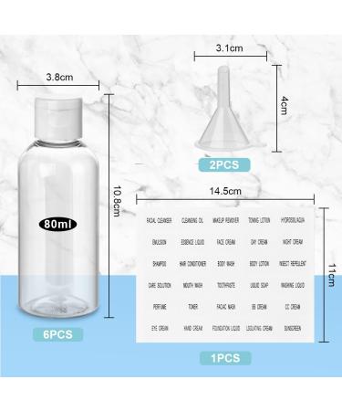 Flintronic 80ml Travel Bottles Set - 6pcs Cosmetic Fillable Bottles with Funnel for Air Travel & Business Trips - Buy Online on GoSupps.com