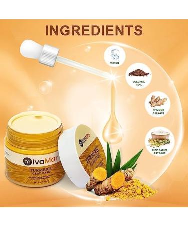 Turmeric Face Clay Mask Vitamin A&E Detox Brightening Treat Acne Antioxidant 120g - Buy Online on GoSupps.com