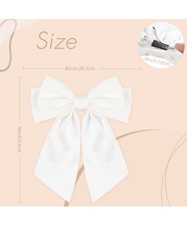 2Pcs Big Satin Layered Hair Bows for Women Girls - 8 Inch Large Hair Clip Barrette French Style Hair Accessories in White and Black - Buy Online on GoSupps.com
