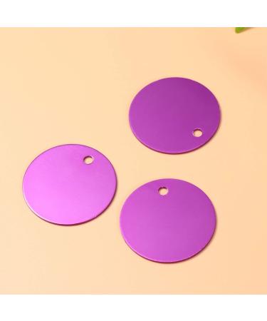 Milists 25 Pieces Aluminum Alloy Blank Tags for Pets - Round DIY Traction Rope Accessories (7.5cm Purple) - Buy Online on GoSupps.com