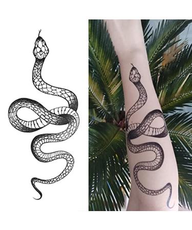 Realistic Big Size Black Snake Temporary Tattoo Stickers - Waterproof Fake Tattoo for Men & Women - Body & Arm Fashion Accessory - Buy Online on GoSupps.com