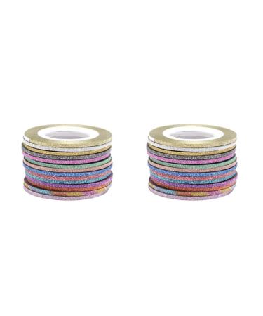 lmoikesz 2 Set of/set Multicolored Nail Art Striping Tape Set Wide Application And Easy To Fashionable And Unique Paper Good Gifts Random Color 2MM Random Color 2MM 2Set