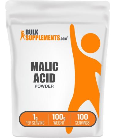 BulkSupplements.com Malic Acid Powder - L-Malic Acid Dietary Supplement - Food Grade Pure & Gluten Free 1g per Serving 100g (3.5 oz) (Pack of 1) 3.53 Ounce (Pack of 1)