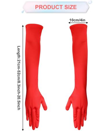 SAVITA 21" Women Long Gloves Long Elbow Satin Gloves Stretchy 1920s Opera Gloves for Women Girls Evening Party Dance Hand Care Moisturizing Red - Buy Online on GoSupps.com