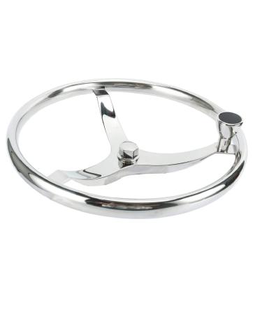 Yaegarden Stainless Boat Steering Wheel, 3 Spoke Sports Steering Wheel,Marine Steering Wheels,13-1/2" Dia with 1/2" Nut and 7300S1 Turning Knob