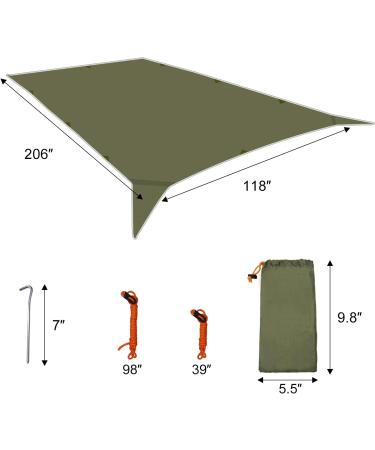 10ft Waterproof Camping Tent Tarp - Flame Retardant Hammock Rain Fly for Hiking & Travel - Green - Buy Online on GoSupps.com