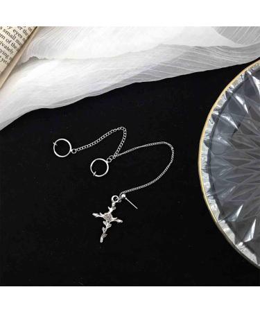Shop Silver Cross Chain Cuff Earrings - Long Dangle Crucifix Drop Earrings for Women & Girls - Stylish Religious Jewelry - Buy Online on GoSupps.com