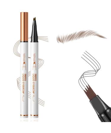 Eyebrow Pencil with 4 Fork Tip 3D Microblading Eyebrow Pencil Natural Makeup Fine Stroke Magic Eyebrow Pencil Microblading Eyebrow Pen Long-Lasting on All Day(Dark brown)