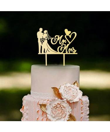 Cake topper wedding bride and groom figures cake mr & mrs decoration wedding tortendendeko wedding wedding couple figures cake topper personalized for wedding cakes and party tarts (wood color) - Buy Online on GoSupps.com