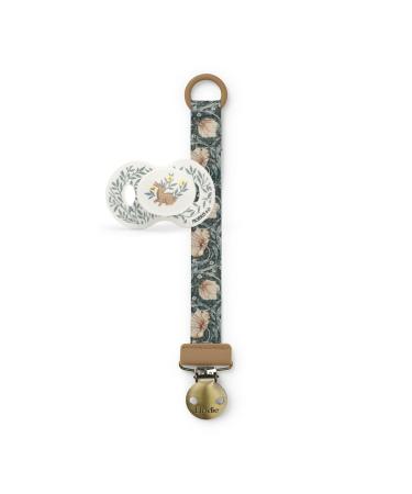 Elodie details pacifier & clip set fabric and stainless steel clip for baby boy and girls universal silicone ring suitable for all pacifier morris & co-stainst pacifier/pimperer stainless steel clip stain pacifier/pimperel metal clip