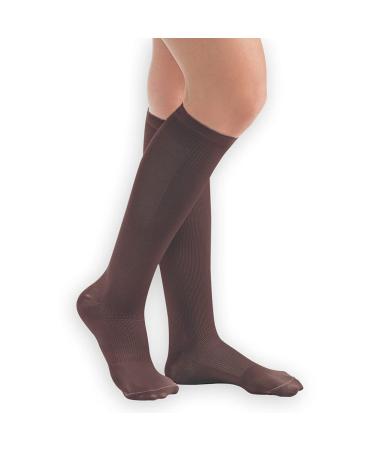Collections Etc Women's Compression Socks Moderate 15-20 mmHg Brown Large Brown Large - Made in The USA