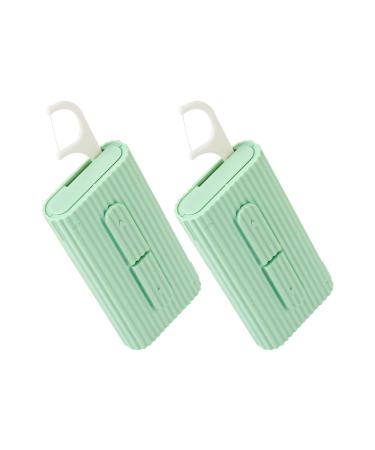 2PCs dental portable box food quality materials storage 10 dental floss Spender portable holder with bag for cleaning teeth and oral care at dating travel hotels (green)