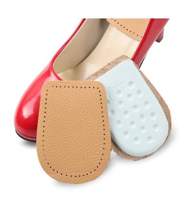 Heel Inserts Cowhide Shock Absorption to Relieve Pressure Men Comfort Stand for Plantar Fasciitis and Heal Dry Cracked Heels(Medium) Brown