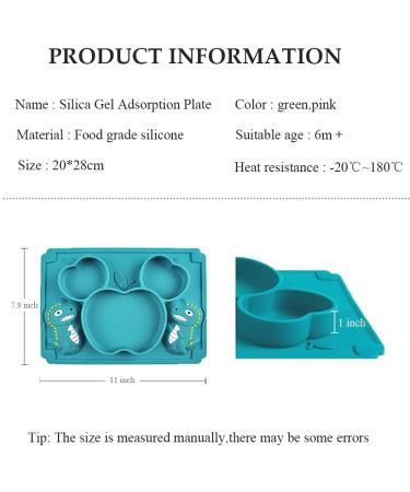 Cauyuan Baby Suction Plate - Silicone Plate for Toddlers & Infants | Dishwasher, Oven & Refrigerator Safe | Green - Buy Online on GoSupps.com