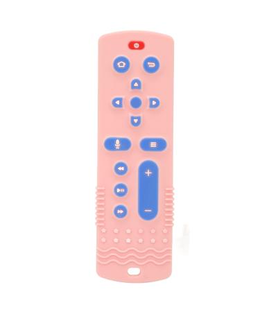 Silicone Teether Baby Teething Toy Soft TV Remote Control Shape Rich Color Textured Buttons for Home (Pink)