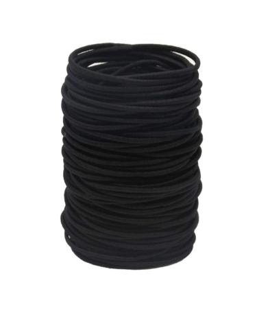 Elastic Hair Bands (50 Pieces) 2mm Elastic Hair Ties Ponytail Holders Bulk Hair Ties No Metal Gentle Elastics for Women Men Girls Kids - Black