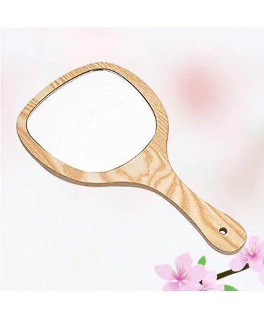 FRCOLOR Handmade Wooden Handle Mirror Round Cosmetic Hand Mirror Wood Frame Handheld Mirror with Handle for Women Makeup Travel Use - Buy Online on GoSupps.com