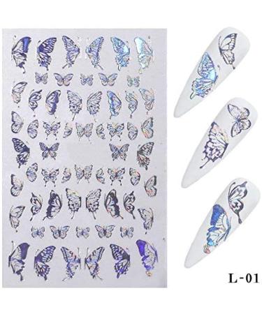8 Sheets 3D Butterfly Shapes Nail Art Sticker Set - Laser Gold and Silver Adhesive Decorations (TZ0291) - Buy Online on GoSupps.com