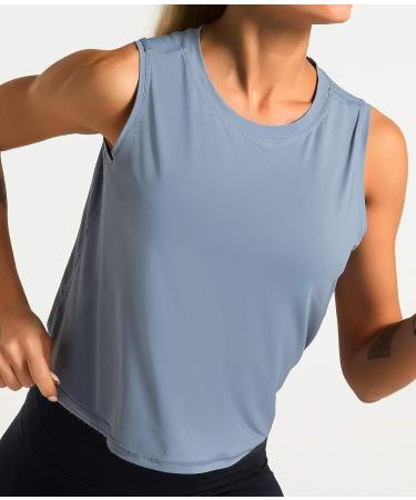 Dragon Fit Sleeveless Yoga Workout Cool T-Shirt Running Tank Crop Top - Medium Blue - Buy Online on GoSupps.com