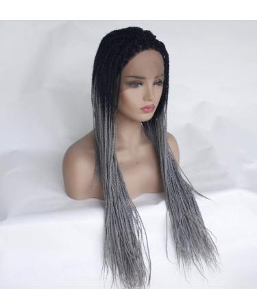 BGHJUE N Gray Gradient Braiding Synthetic Wig with Side Fringe - 50% Human Hair High Density Glueless Wig for Women - International Shipping - Buy Online on GoSupps.com