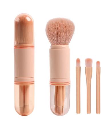4 in 1 make-up brush set mwoot recoverable multifunctional cosmetics make-up brush nail art dust remote brushes portable facial powder eyes shadow brush for trip (pink)