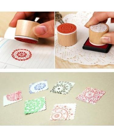 Fciqven 12Pcs Floral Pattern Wooden Rubber Stamps - Perfect for Scrapbooking and DIY Craft Cards - Buy Online on GoSupps.com