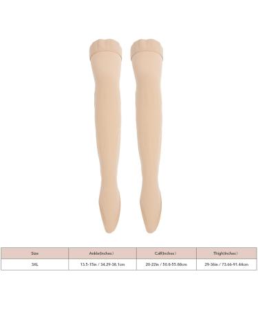 Plus Size Beige Thigh High Compression Socks 23-32 mmHg for Running & Sports - Buy Online on GoSupps.com